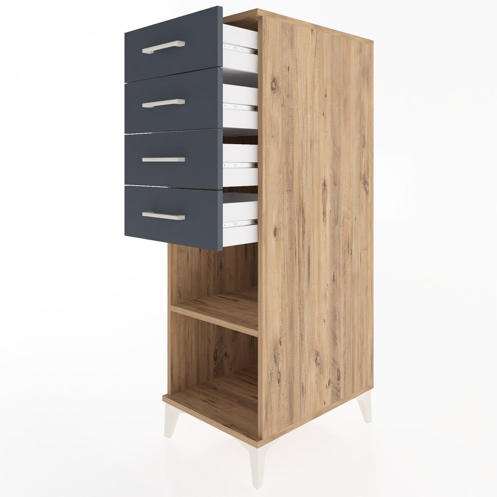 Woodntry Modüler Dolap Çam 44x59x122 cm Çekmeceli ve Raflı CR124-3