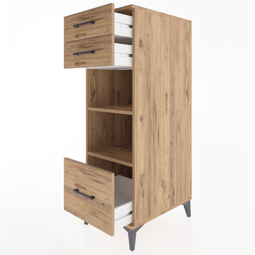 Woodntry Modular Cabinet Pine 44x59x122 cm with Drawers and Shelves CR74-3