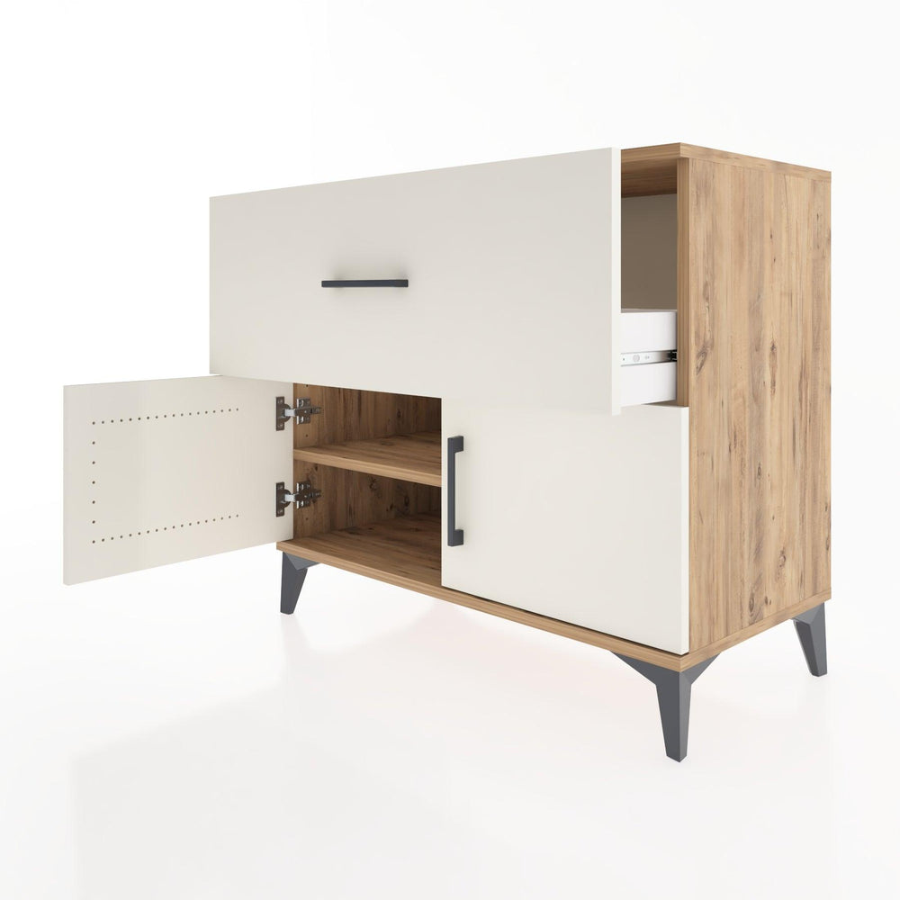 Woodntry Modüler Şifonyer Çam 88x44x68 cm Kapaklı ve Çekmeceli KC25-3
