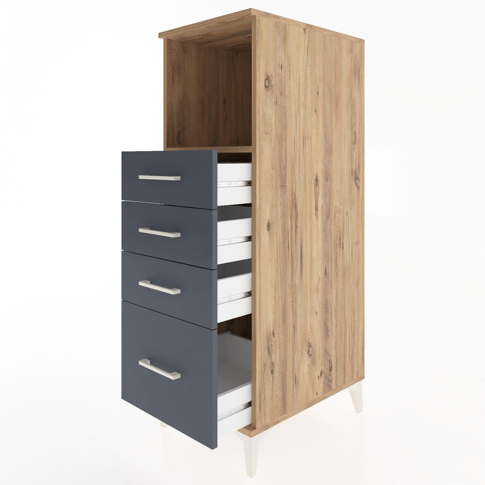 Woodntry Modüler Dolap Çam 44x30x122 cm Çekmeceli ve Raflı CR75-3