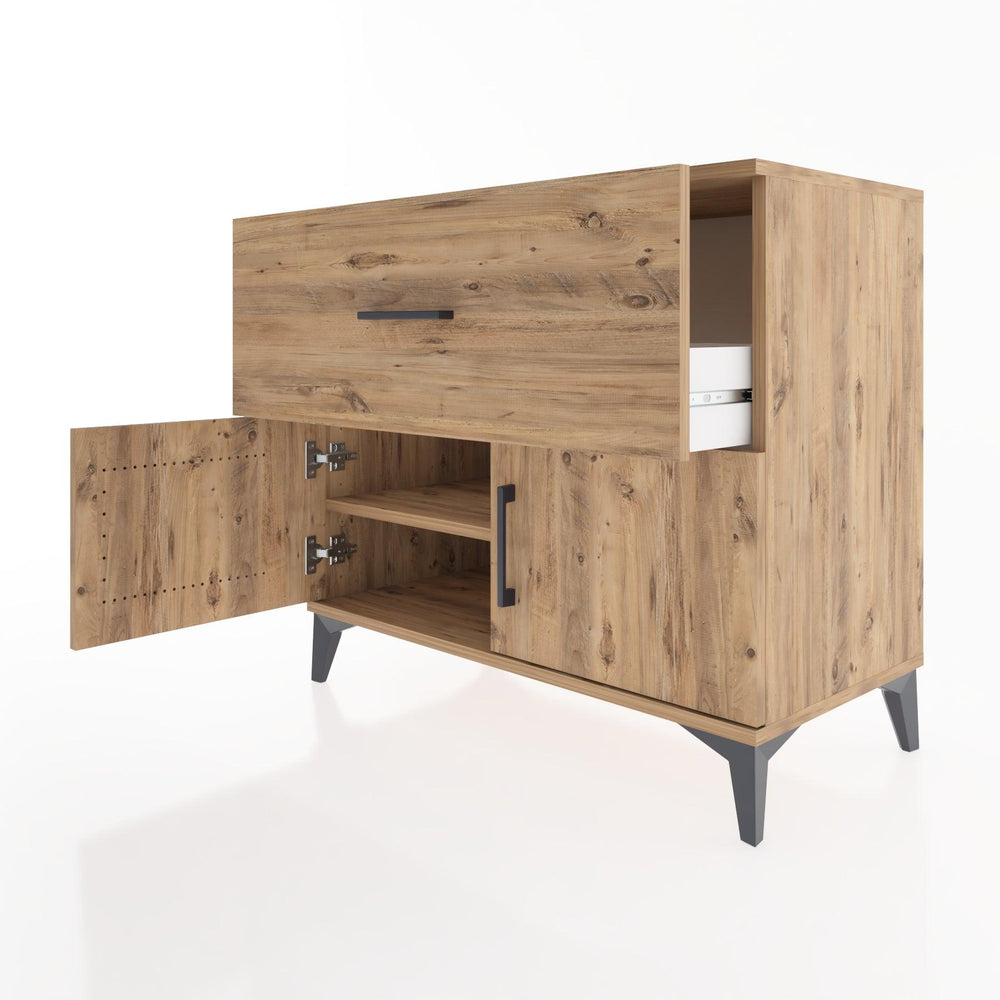 Woodntry Modüler Şifonyer Çam 88x44x68 cm Kapaklı ve Çekmeceli KC25-3