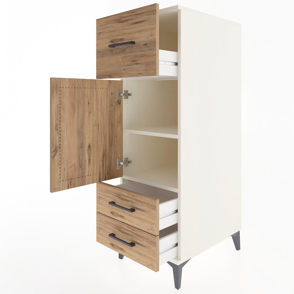 Woodntry Modüler Dolap Aytaşı 44x59x122 cm Kapaklı ve Çekmeceli KC26-1