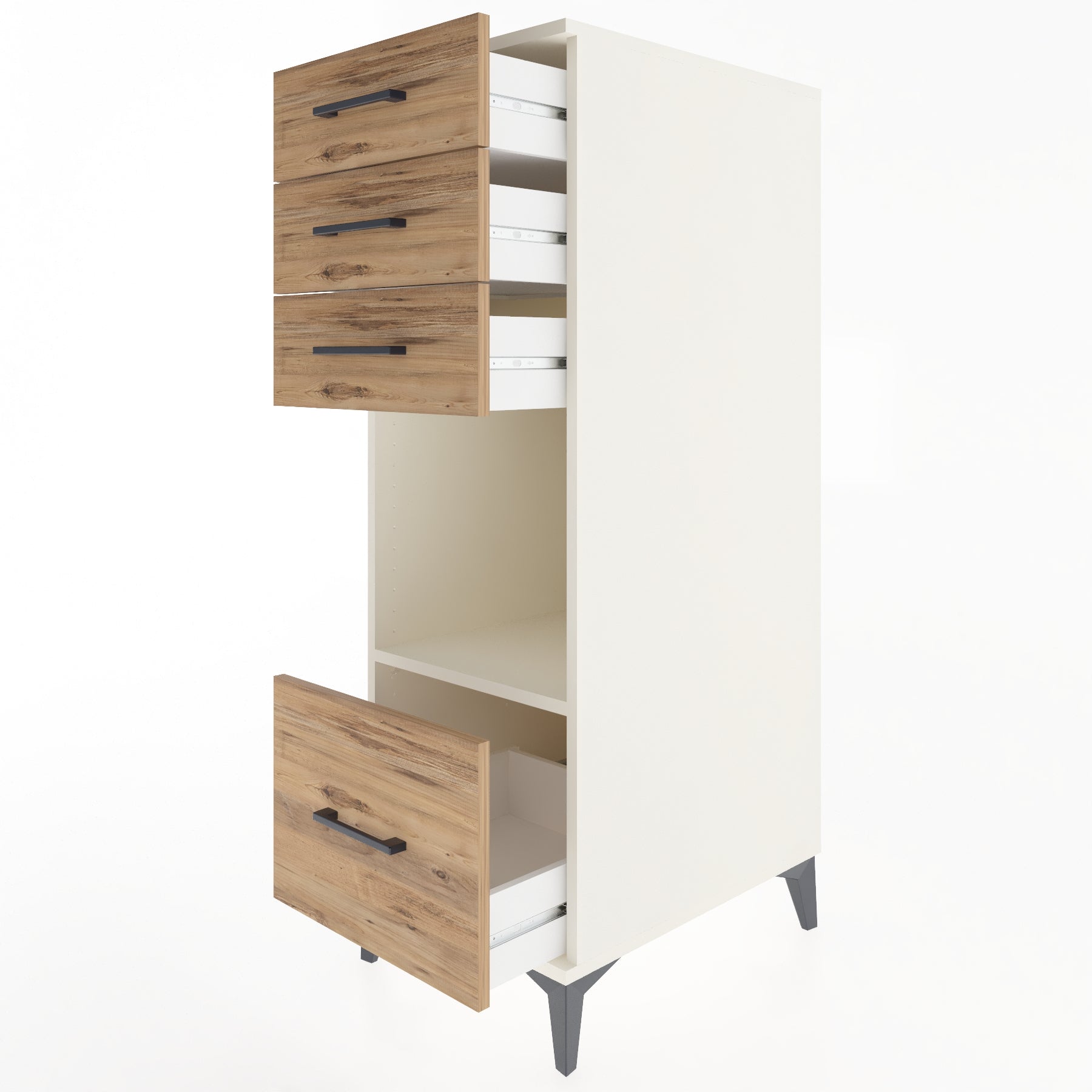 Woodntry Modüler Dolap Aytaşı 44x59x122 cm Çekmeceli ve Raflı CR76-1