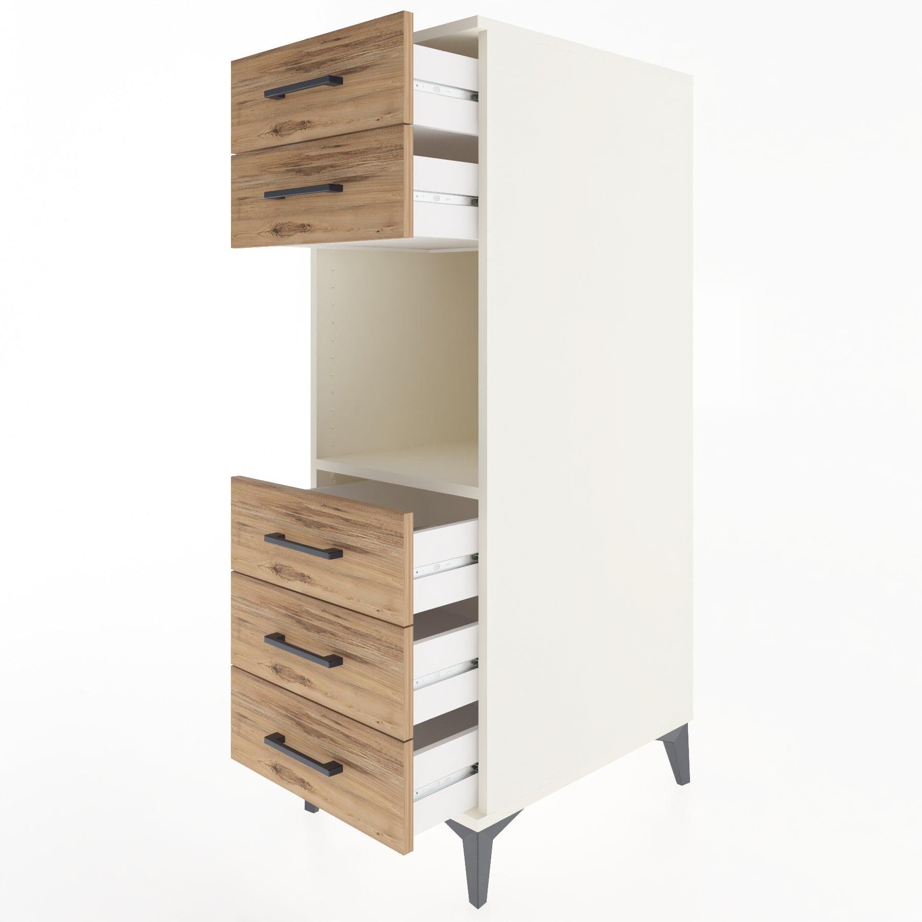 Woodntry Modular Cabinet Moonstone 44x59x122 cm with Drawers and Shelves CR126-1