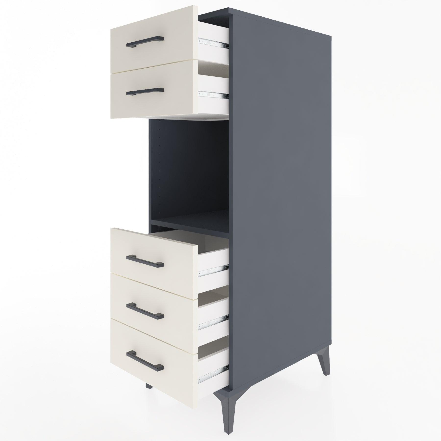 Woodntry Modular Cabinet Anthracite 44x59x122 cm with Drawers and Shelves CR126-2