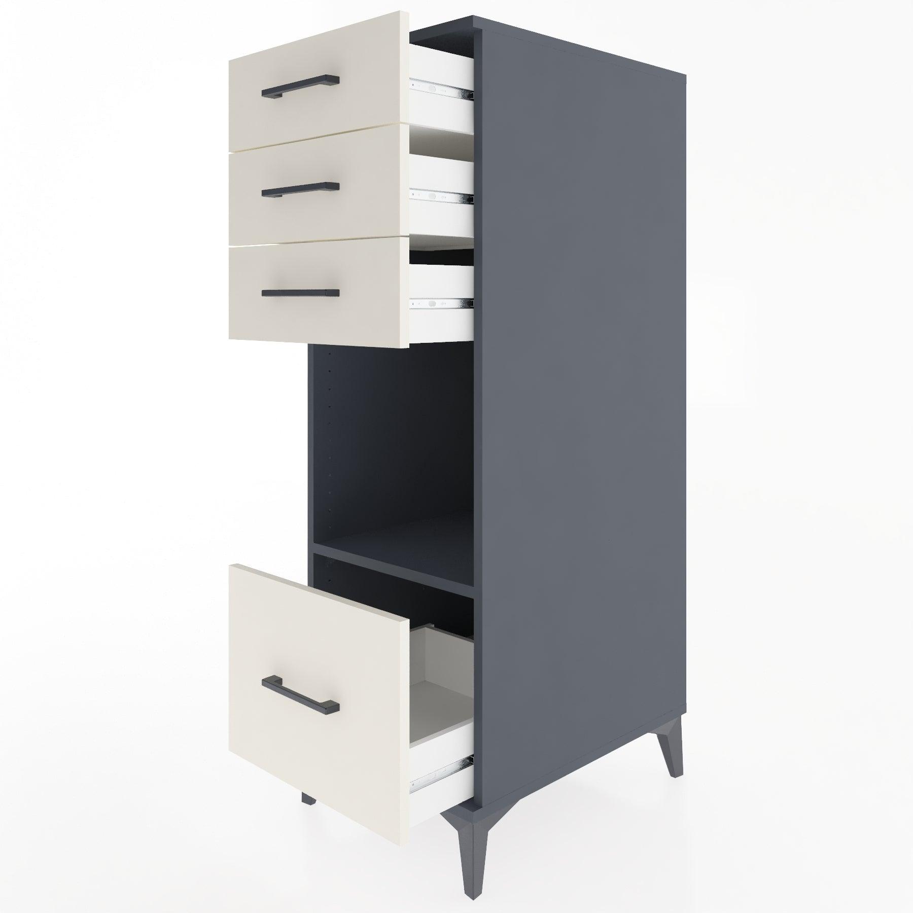 Woodntry Modular Cabinet Anthracite 44x30x122 cm with Drawers and Shelves CR76-2