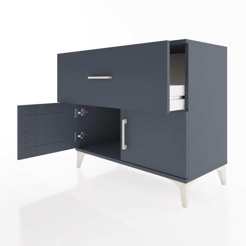 Woodntry Modüler Şifonyer Antrasit 88x44x68 cm Kapaklı ve Çekmeceli KC26-2