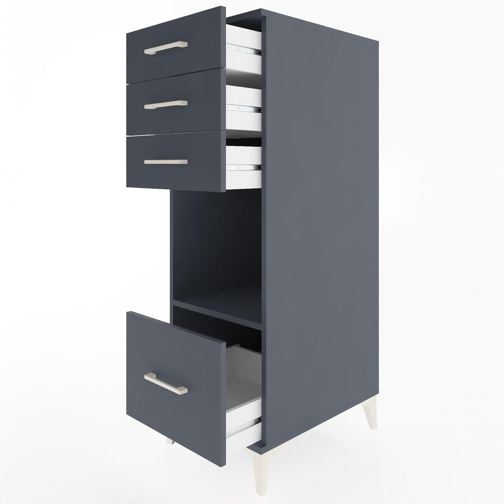 Woodntry Modüler Dolap Antrasit 44x30x122 cm Çekmeceli ve Raflı CR76-2