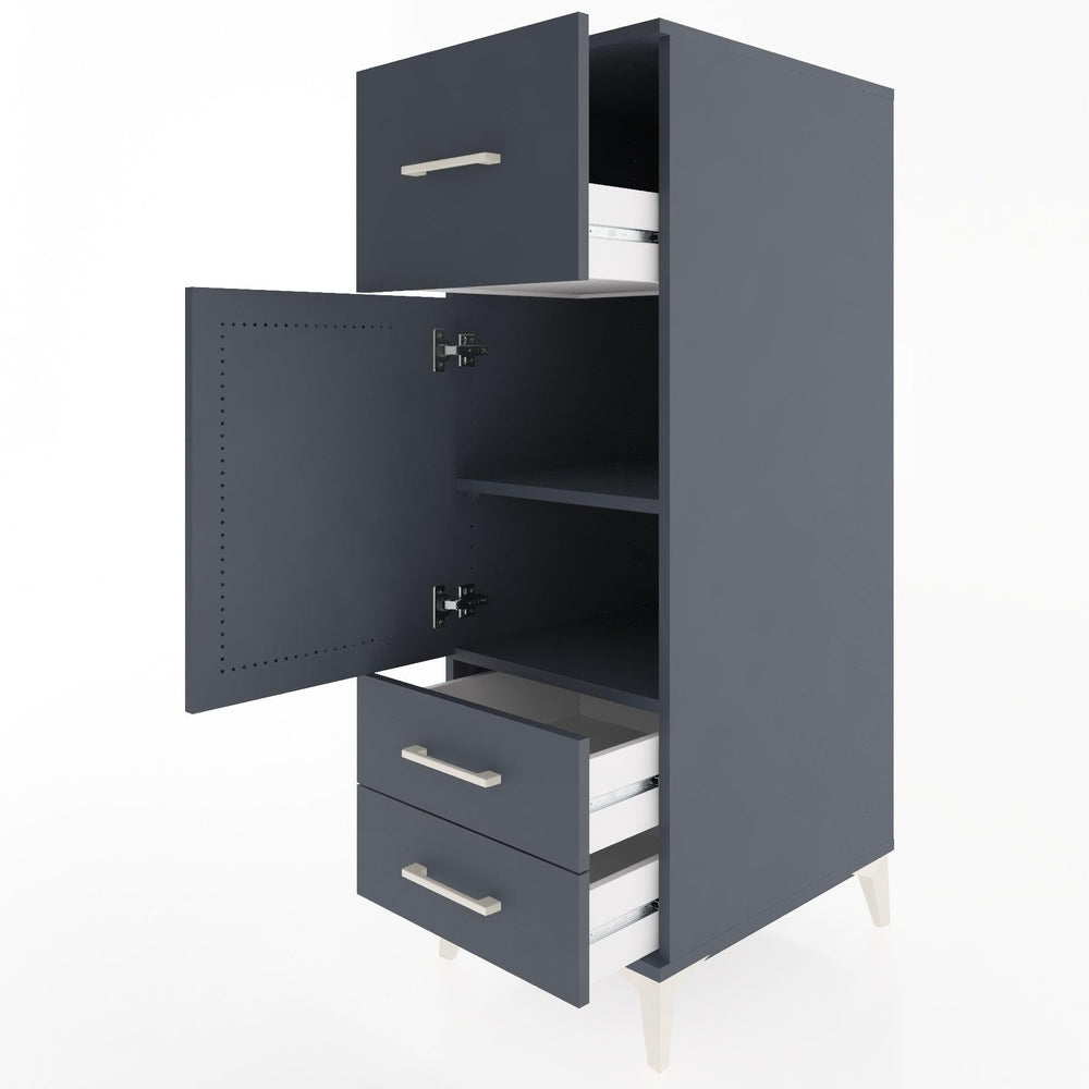 Woodntry Modular Cabinet Anthracite 44x30x122 cm with Doors and Drawers KC26-2