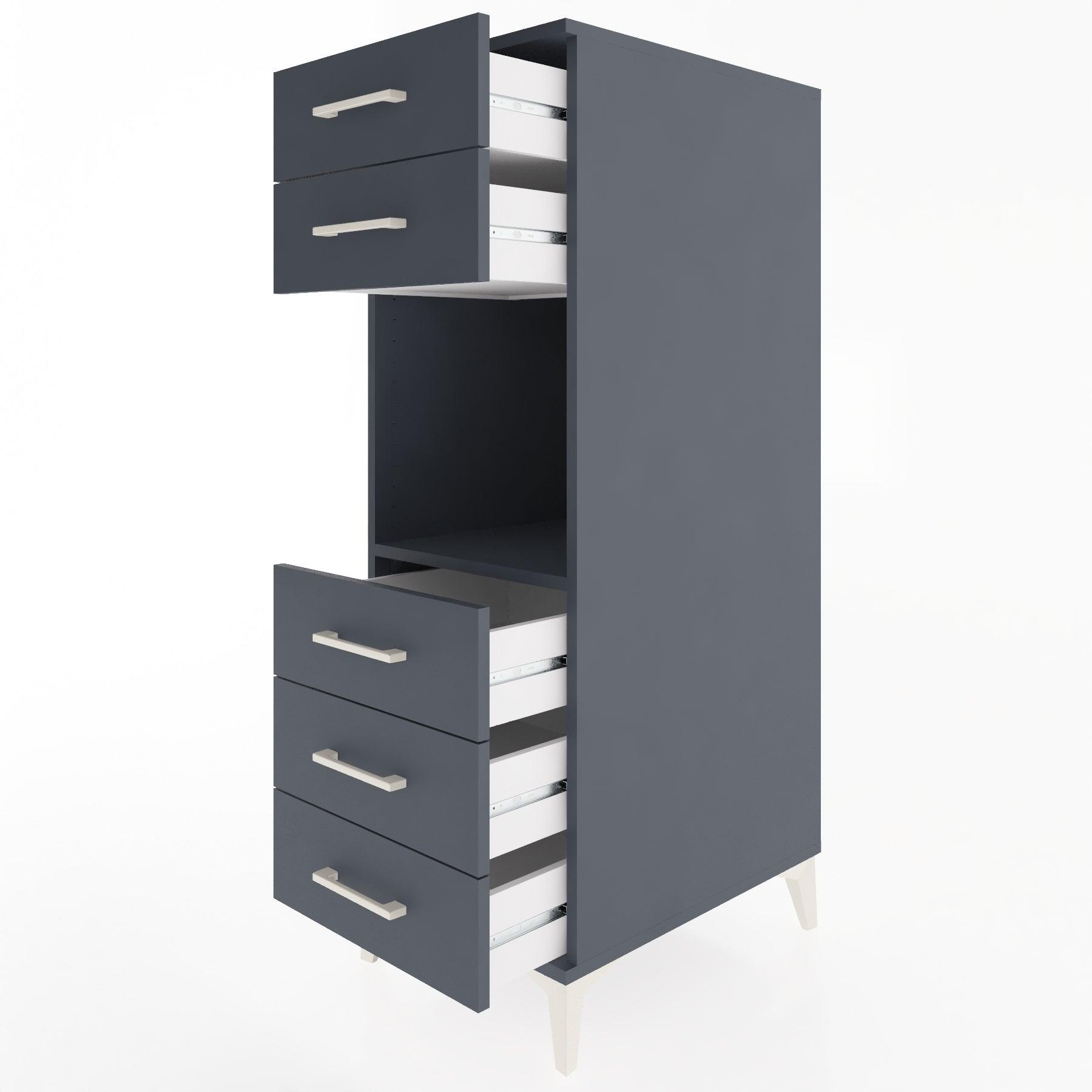 Woodntry Modular Cabinet Anthracite 44x59x122 cm with Drawers and Shelves CR126-2