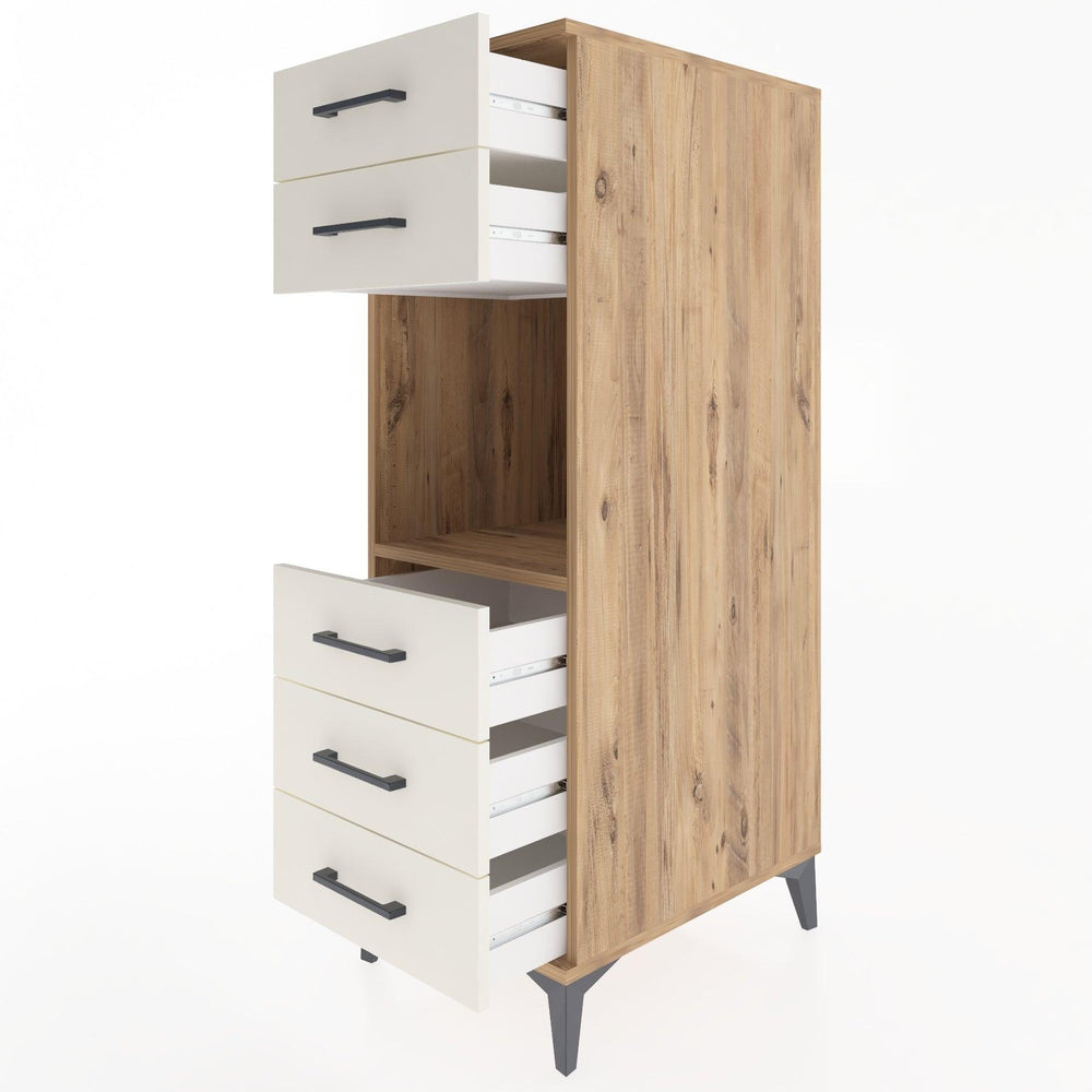 Woodntry Modüler Dolap Çam 44x30x122 cm Çekmeceli ve Raflı CR126-3