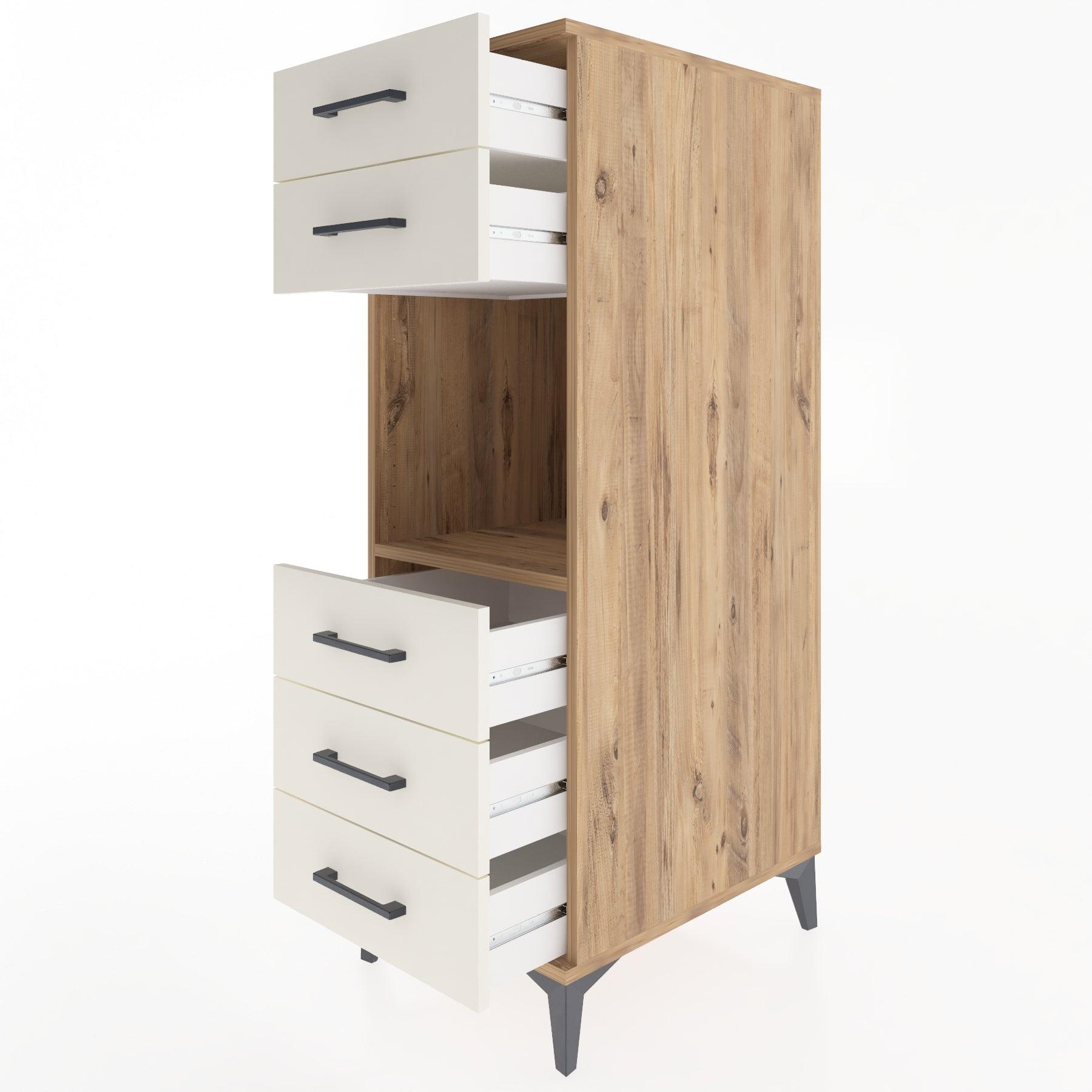 Woodntry Modular Cabinet Pine 44x59x122 cm with Drawers and Shelves CR126-3