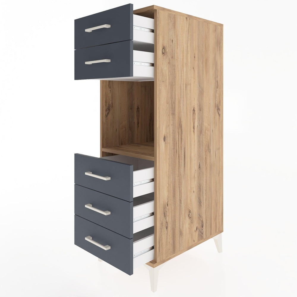 Woodntry Modüler Dolap Çam 44x30x122 cm Çekmeceli ve Raflı CR126-3