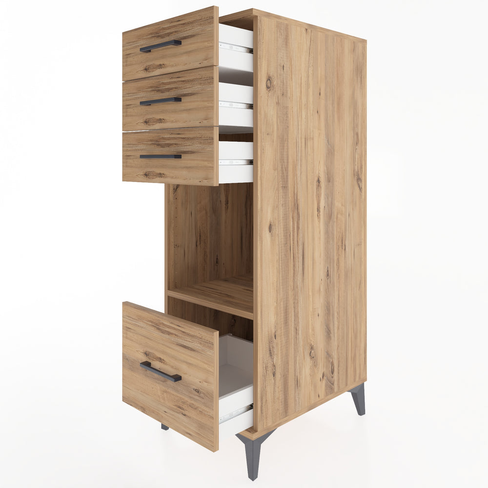 Woodntry Modular Cabinet Pine 44x59x122 cm with Drawers and Shelves CR76-3