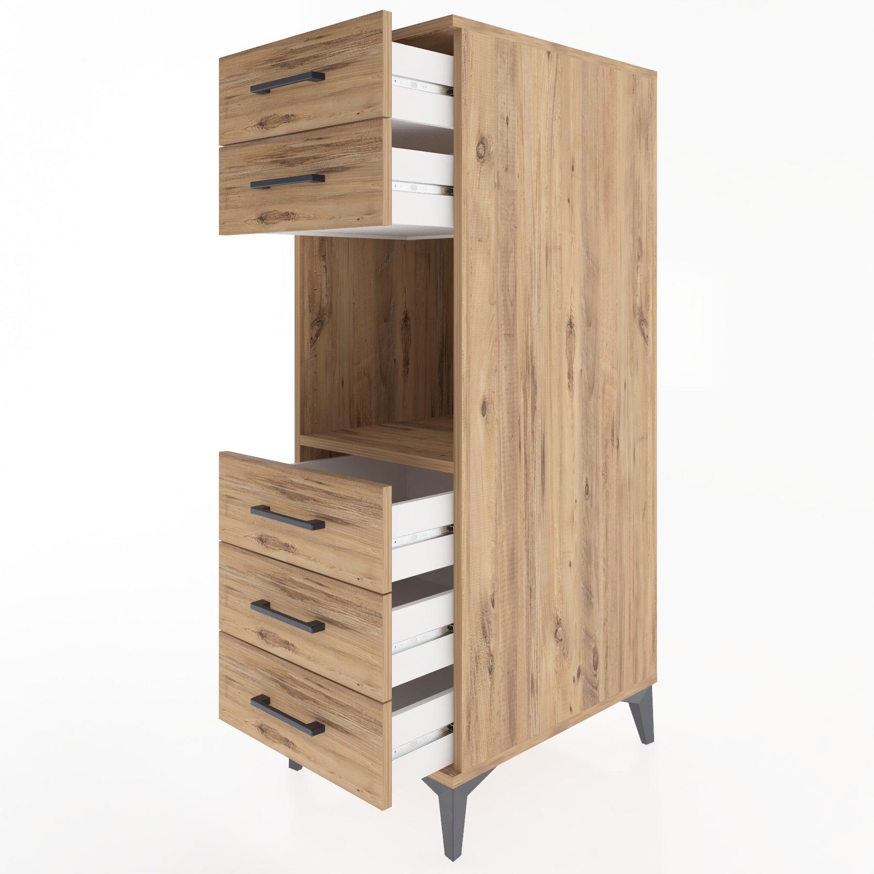 Woodntry Modular Cabinet Pine 44x59x122 cm with Drawers and Shelves CR126-3