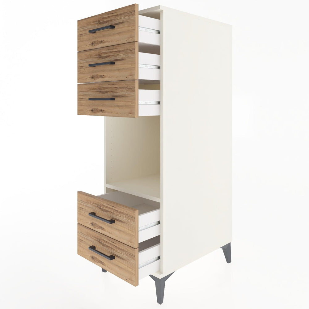 Woodntry Modüler Dolap Aytaşı 44x30x122 cm Çekmeceli ve Raflı CR127-1