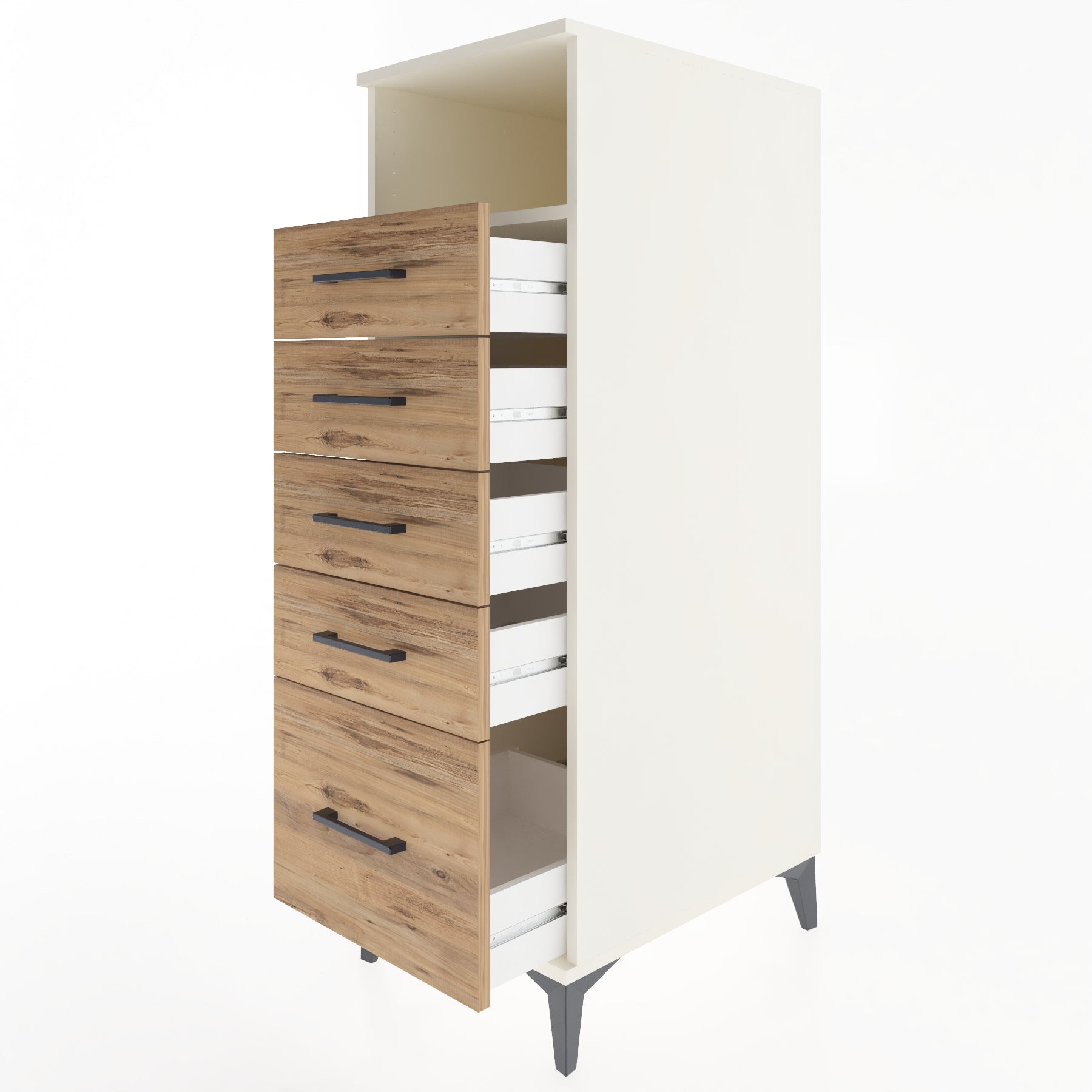 Woodntry Modular Cabinet Moonstone 44x59x122 cm with Drawers and Shelves CR77-1
