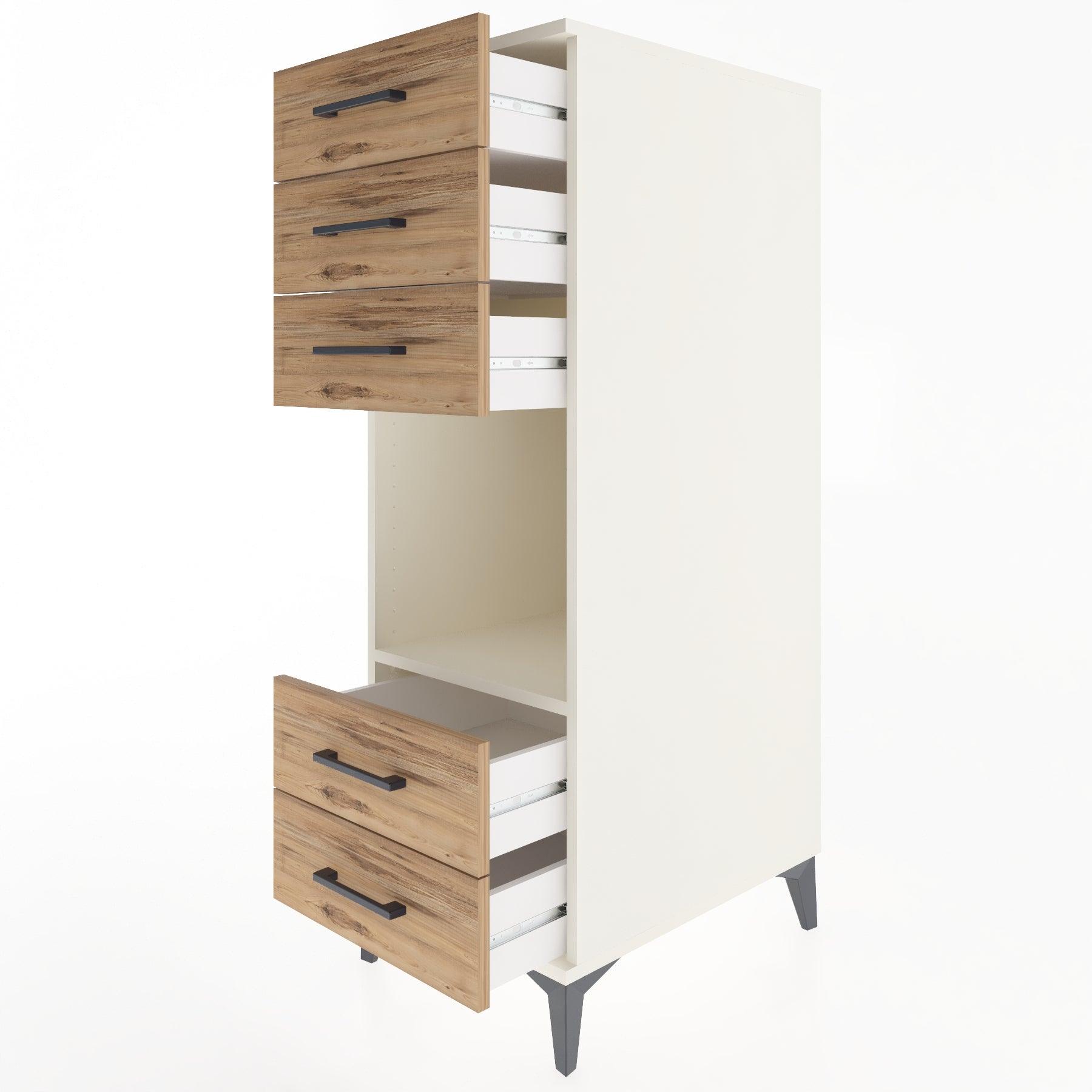 Woodntry Modular Cabinet Moonstone 44x59x122 cm with Drawers and Shelves CR127-1