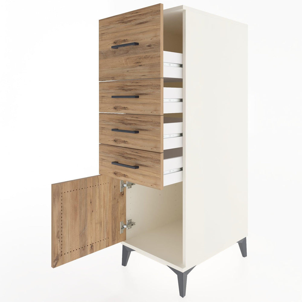 Woodntry Modüler Dolap Aytaşı 44x59x122 cm Kapaklı ve Çekmeceli KC27-1