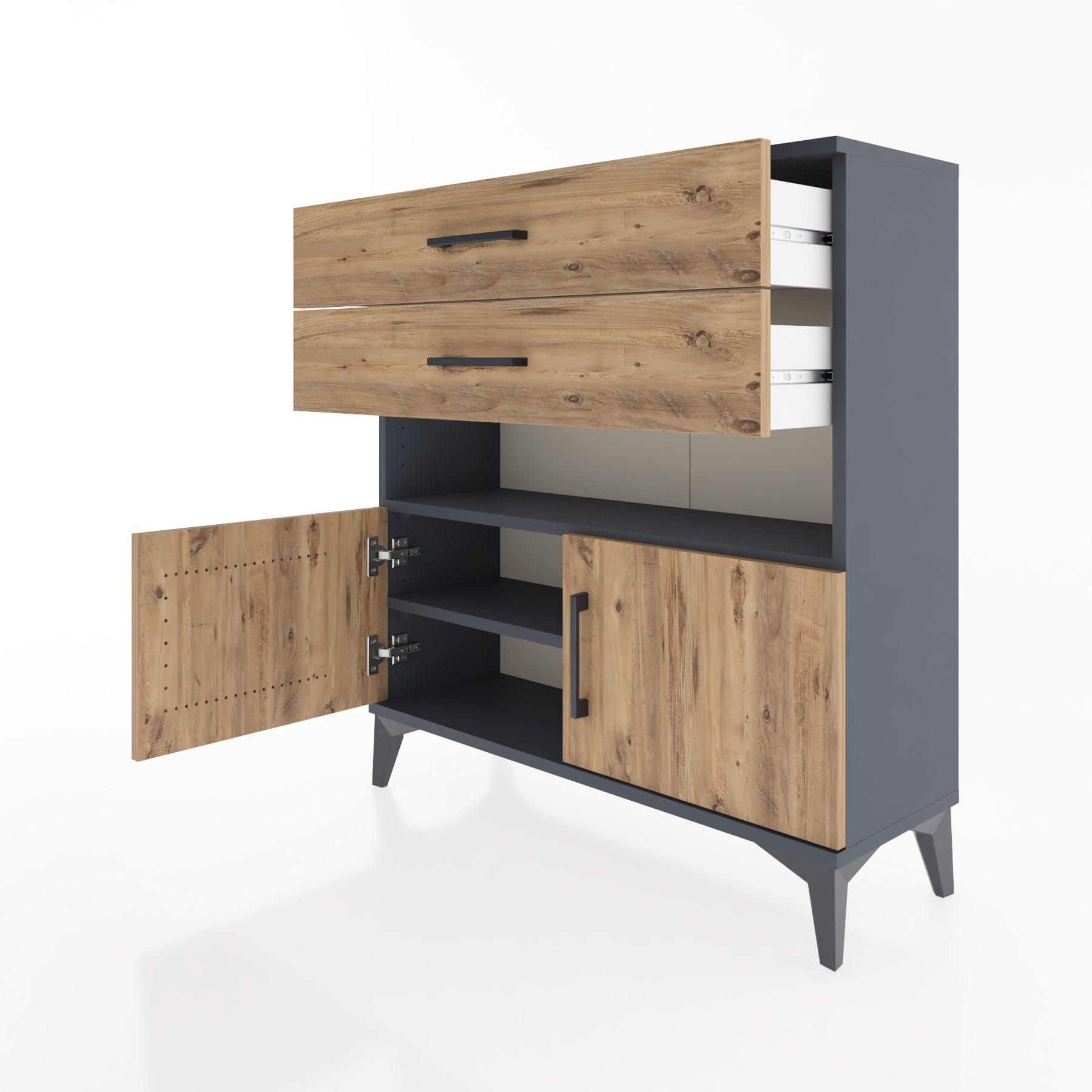 Woodntry Modular Dresser Anthracite 88x30x84 cm Functional F27-2
