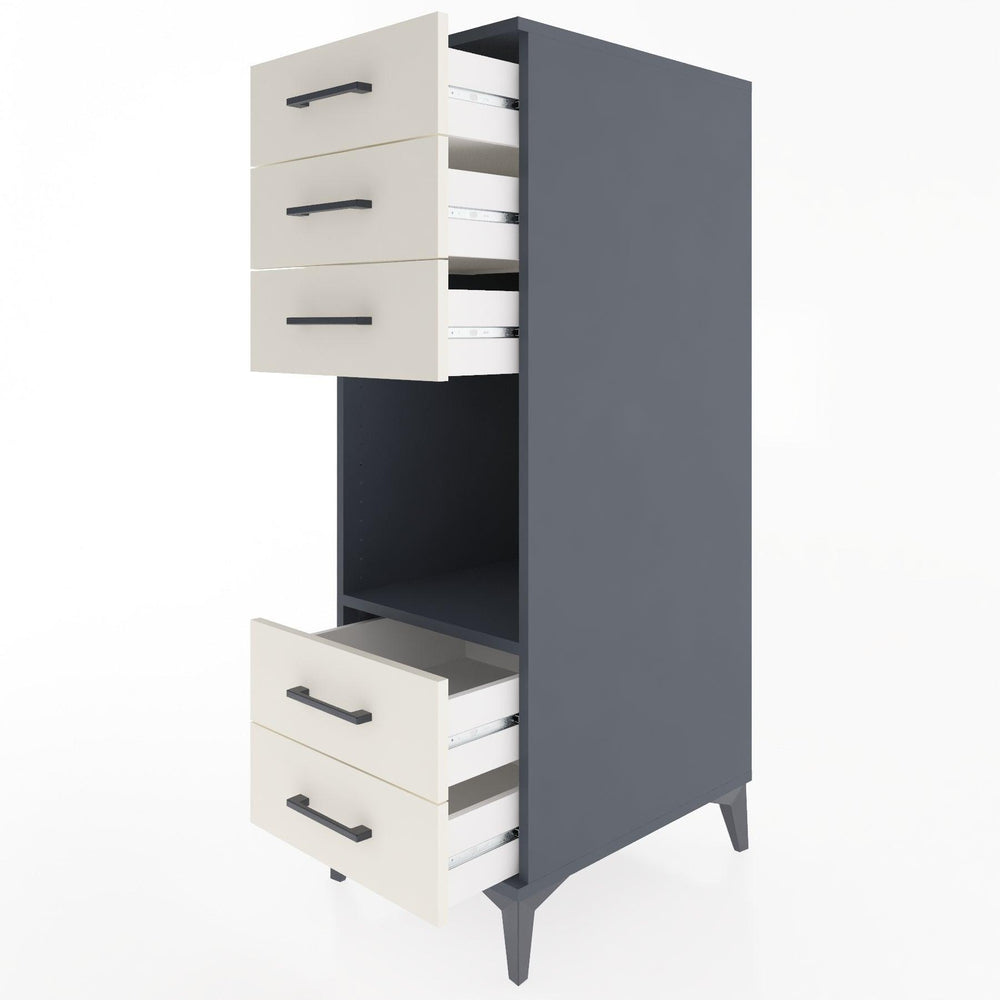 Woodntry Modular Cabinet Anthracite 44x59x122 cm with Drawers and Shelves CR127-2