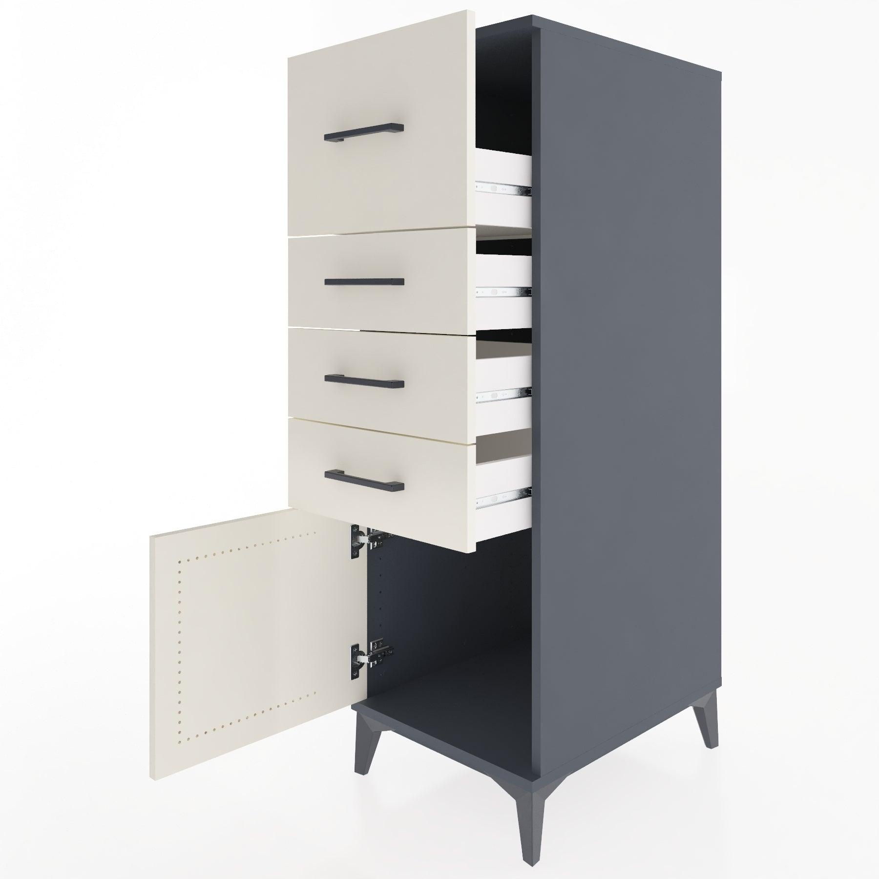 Woodntry Modular Cabinet Anthracite 44x30x122 cm with Doors and Drawers KC27-2