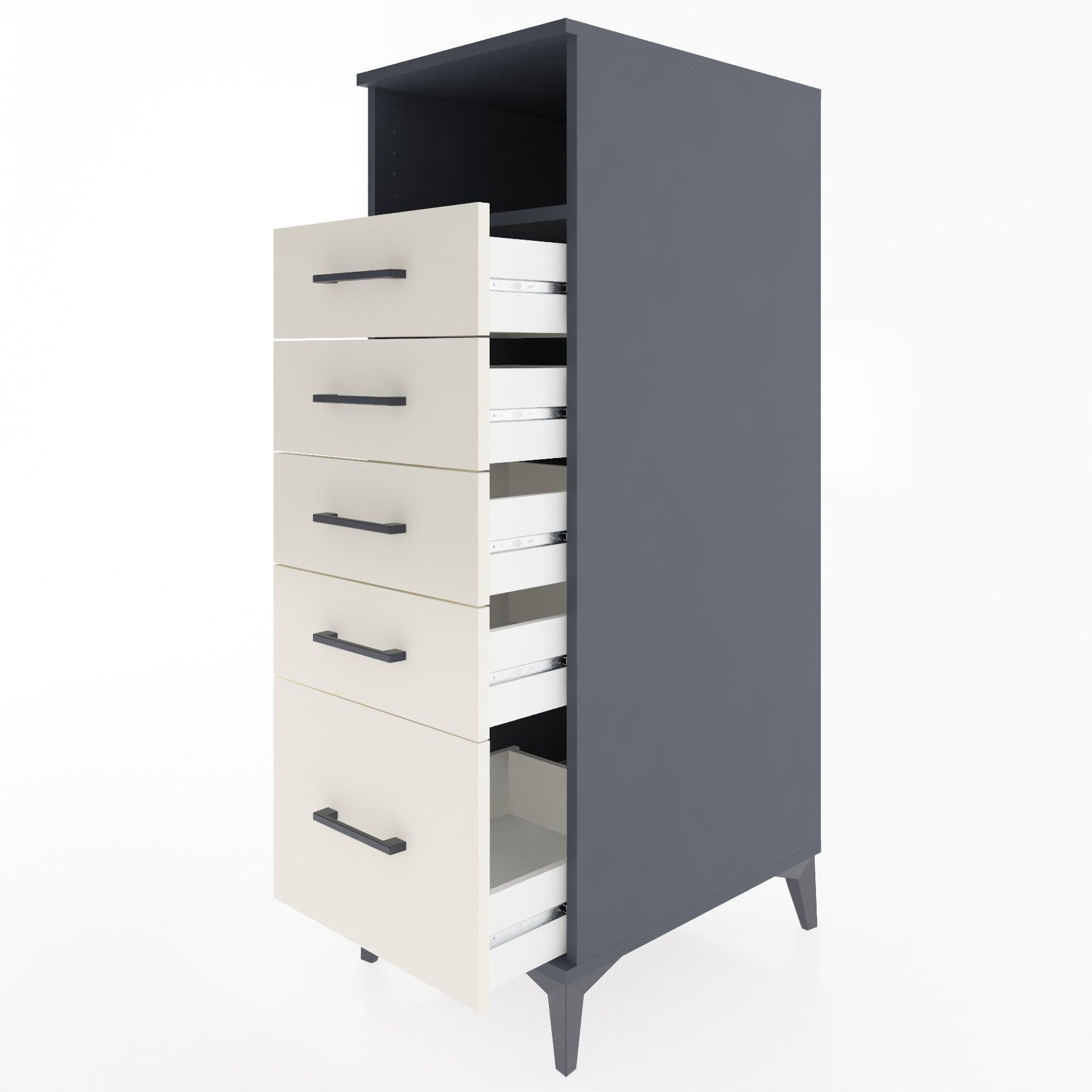 Woodntry Modular Cabinet Anthracite 44x30x122 cm with Drawers and Shelves CR77-2