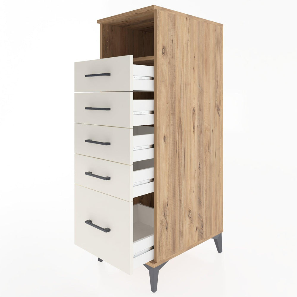 Woodntry Modüler Dolap Çam 44x30x122 cm Çekmeceli ve Raflı CR77-3