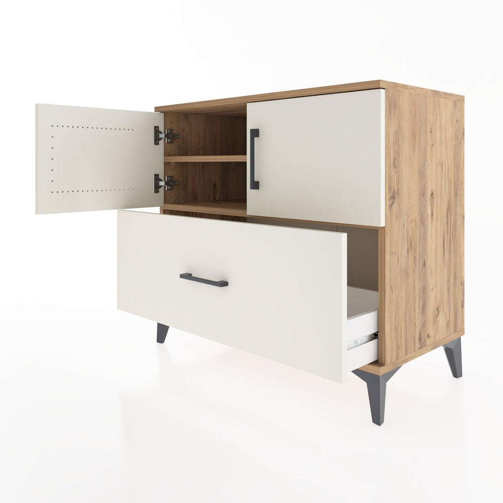 Woodntry Modüler Şifonyer Çam 88x44x68 cm Kapaklı ve Çekmeceli KC27-3