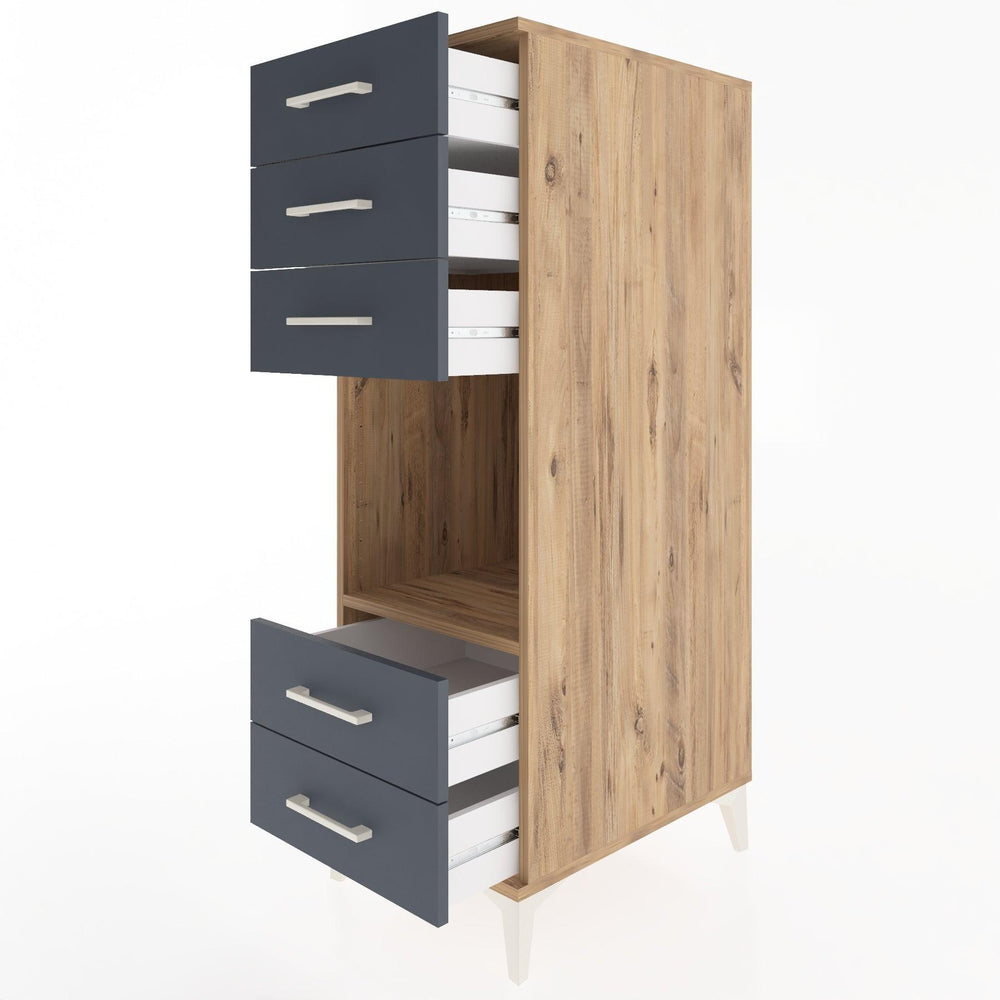 Woodntry Modüler Dolap Çam 44x30x122 cm Çekmeceli ve Raflı CR127-3