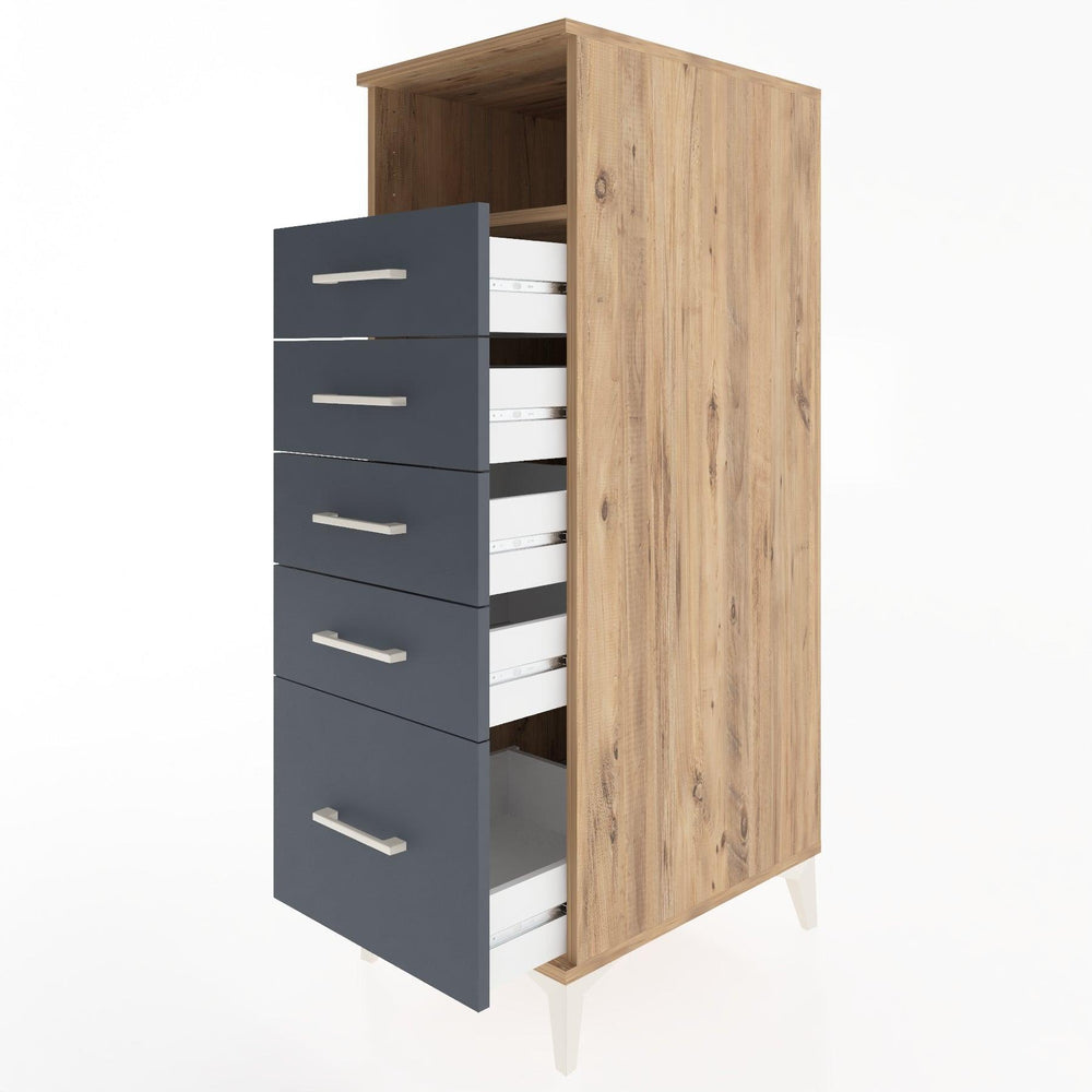 Woodntry Modüler Dolap Çam 44x30x122 cm Çekmeceli ve Raflı CR77-3