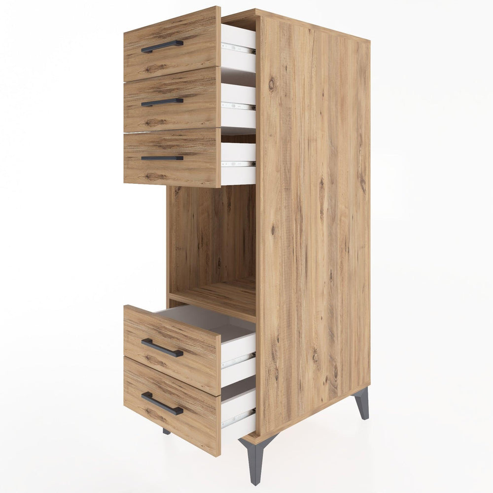 Woodntry Modular Cabinet Pine 44x59x122 cm with Drawers and Shelves CR127-3