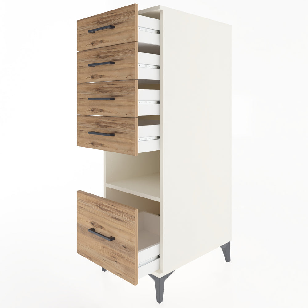 Woodntry Modular Cabinet Moonstone 44x59x122 cm with Drawers and Shelves CR78-1
