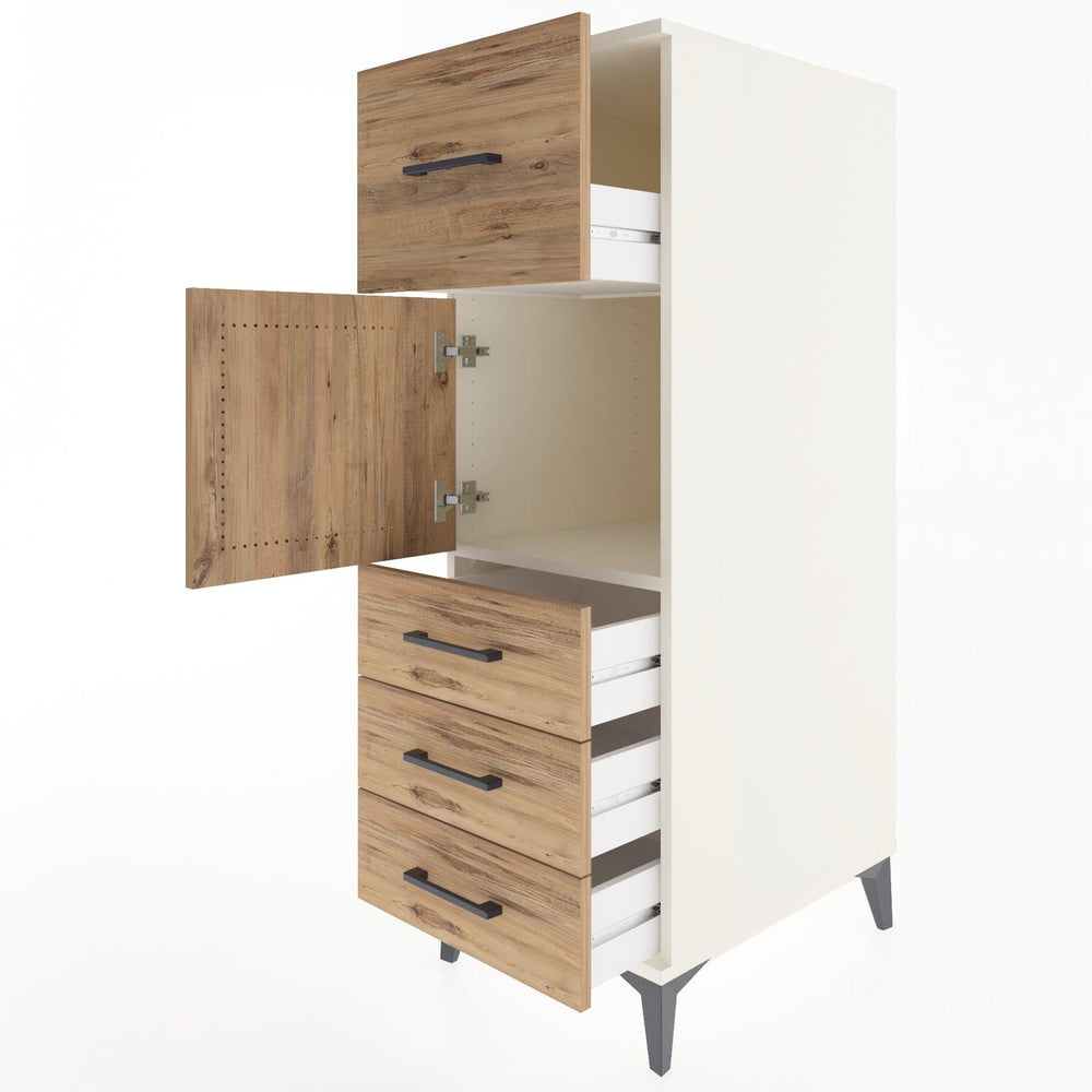 Woodntry Modüler Dolap Aytaşı 44x59x122 cm Kapaklı ve Çekmeceli KC28-1