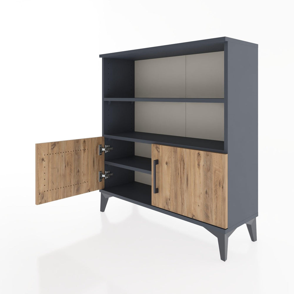 Woodntry Modüler Şifonyer Antrasit 88x30x84 cm Kapaklı ve Raflı KR28-2