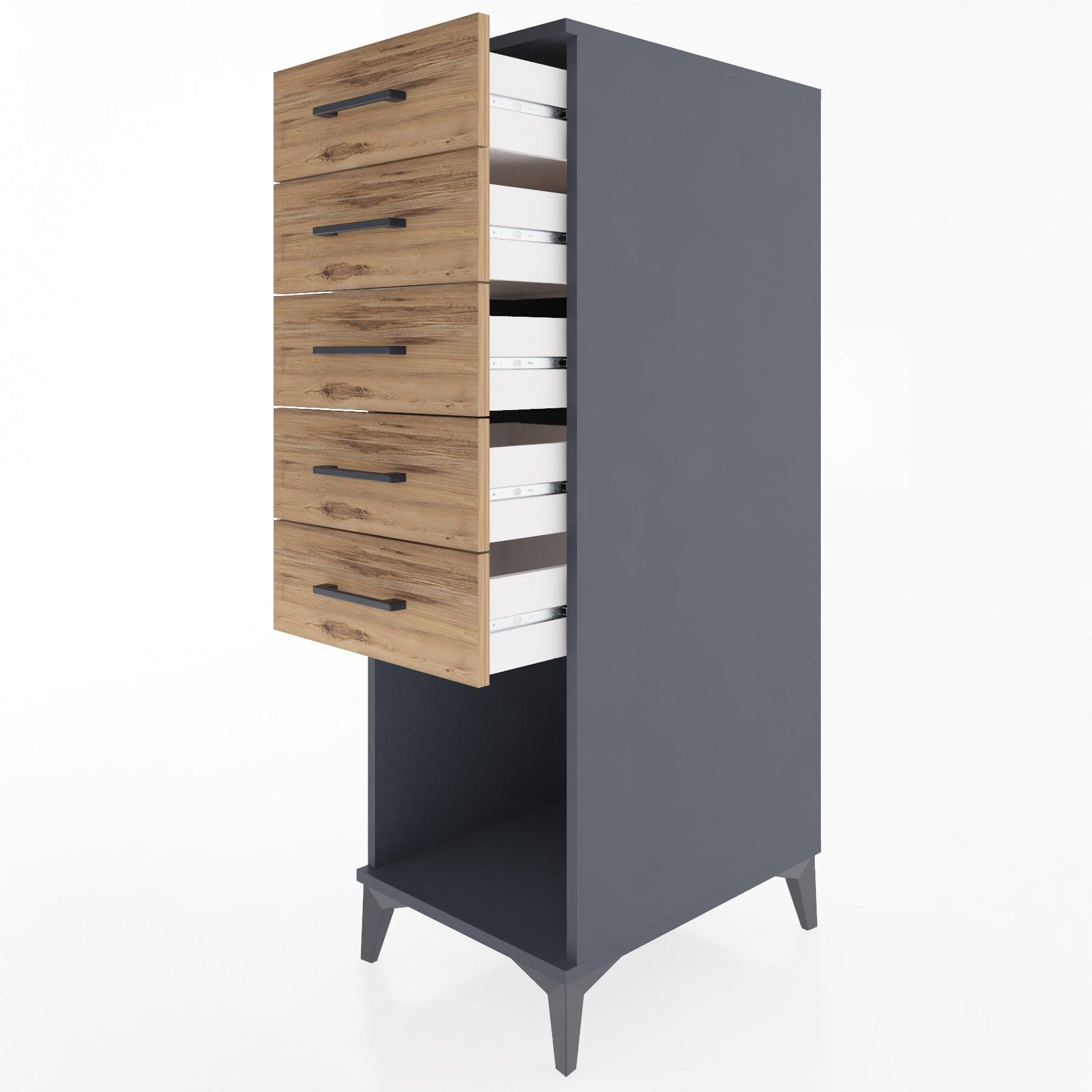 Woodntry Modular Cabinet Anthracite 44x59x122 cm with Drawers and Shelves CR128-2