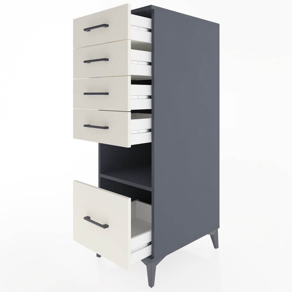 Woodntry Modular Cabinet Anthracite 44x59x122 cm with Drawers and Shelves CR78-2