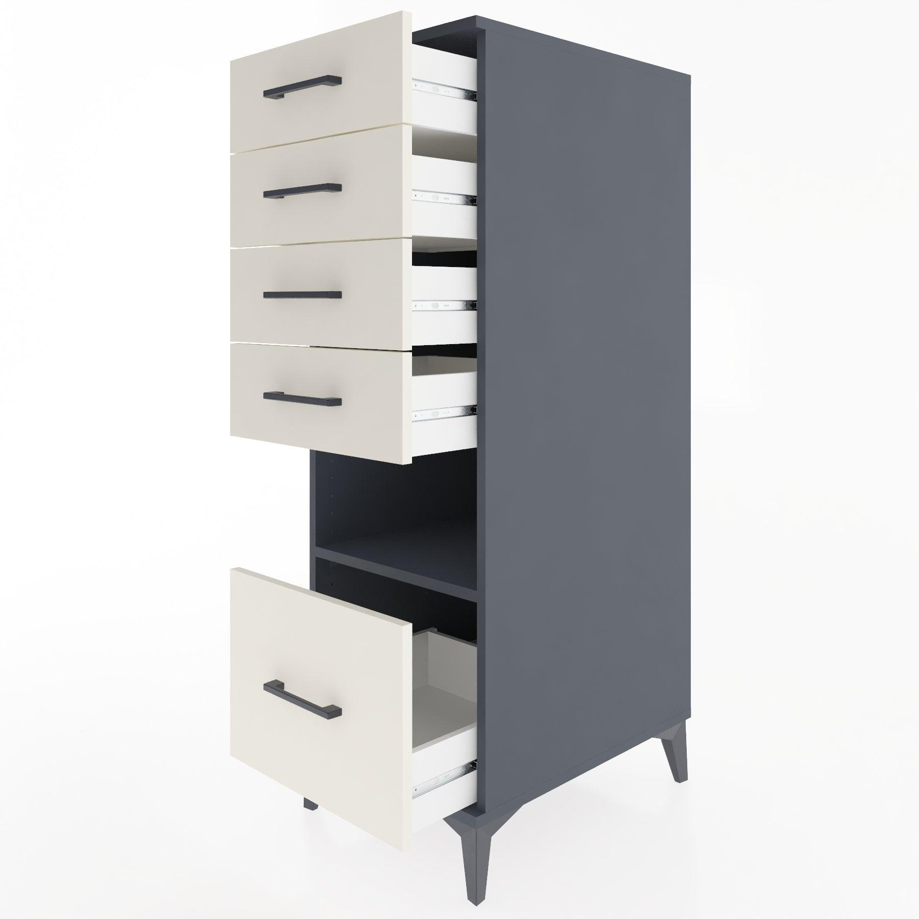 Woodntry Modular Cabinet Anthracite 44x30x122 cm with Drawers and Shelves CR78-2