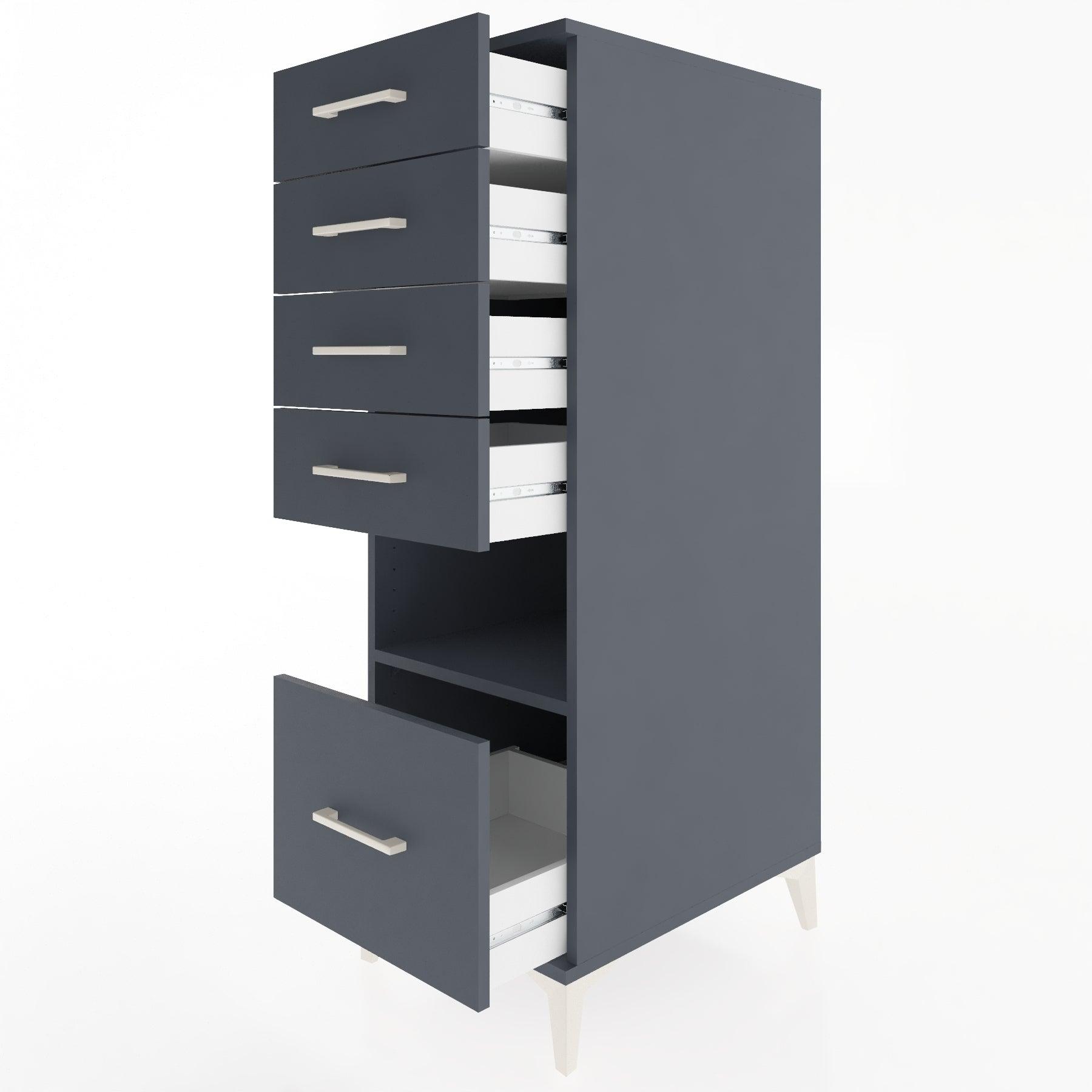 Woodntry Modular Cabinet Anthracite 44x30x122 cm with Drawers and Shelves CR78-2