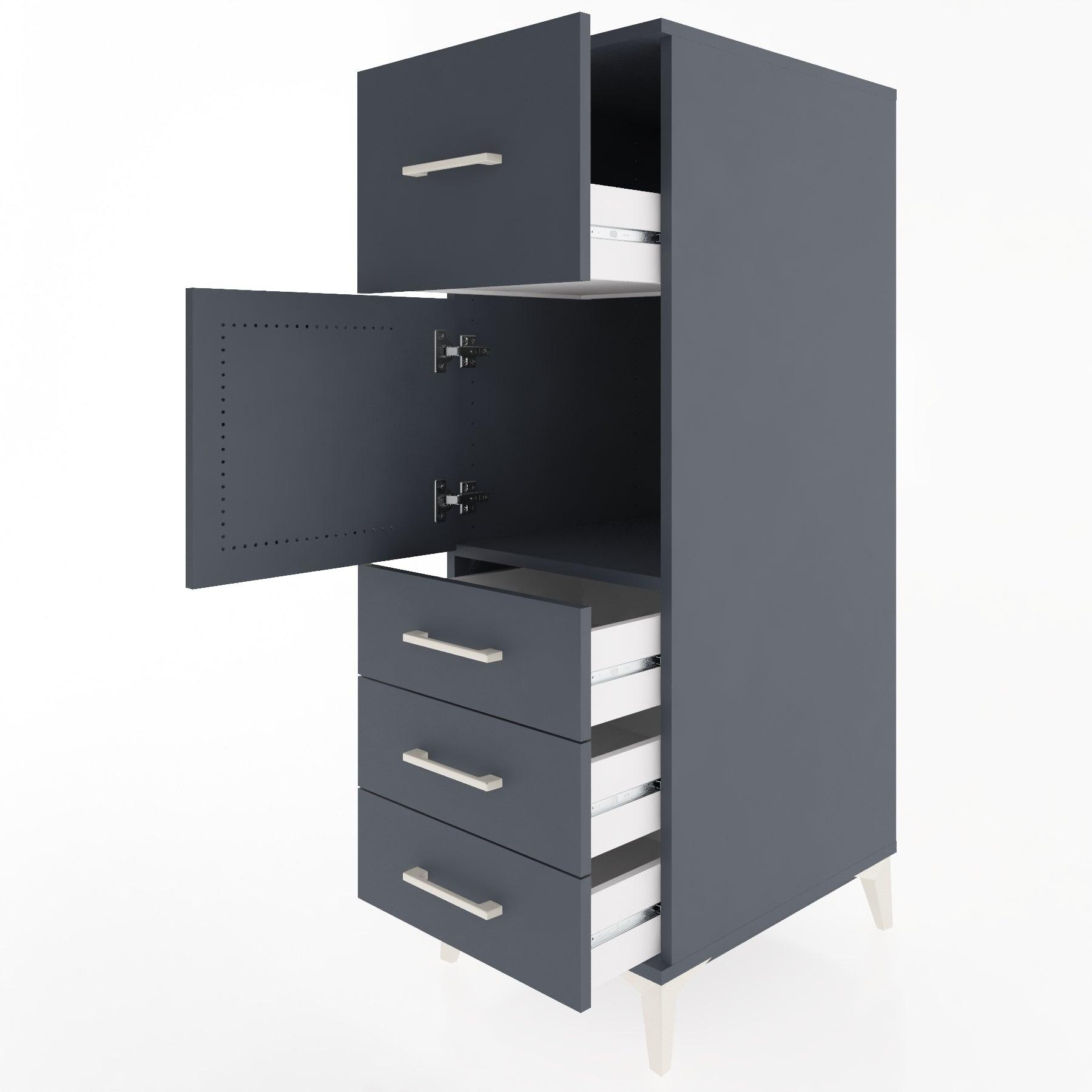 Woodntry Modular Cabinet Anthracite 44x30x122 cm with Doors and Drawers KC28-2