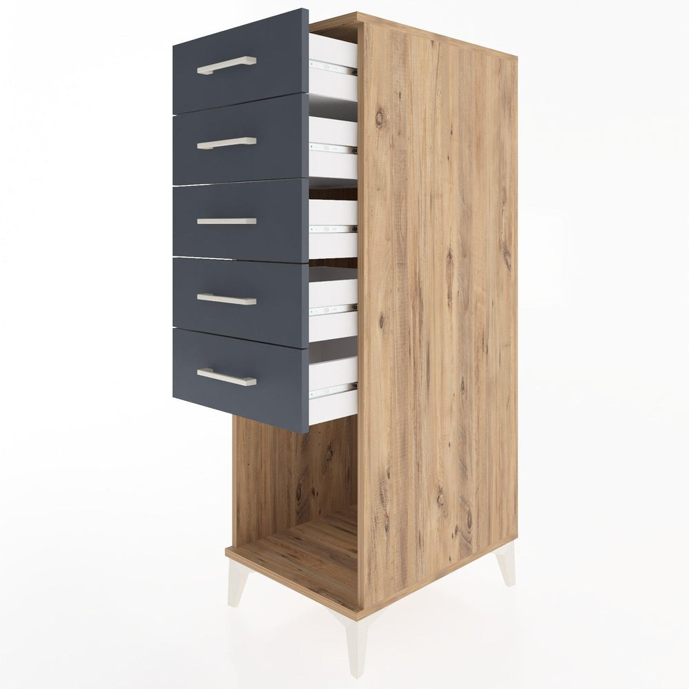 Woodntry Modüler Dolap Çam 44x30x122 cm Çekmeceli ve Raflı CR128-3