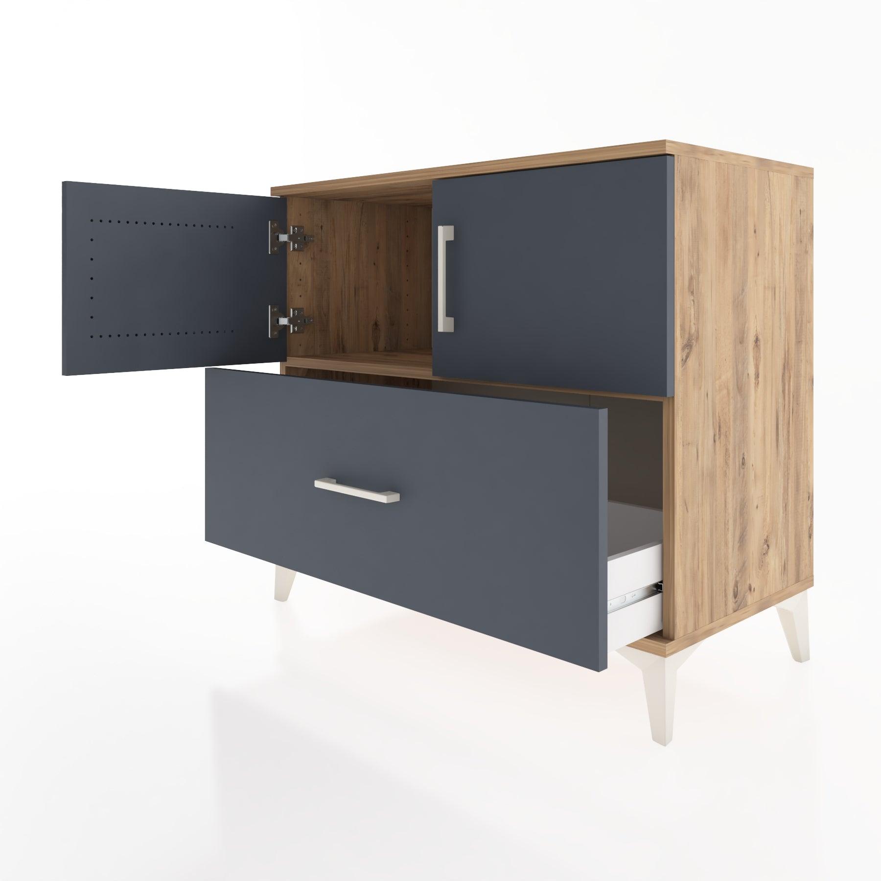 Woodntry Modüler Şifonyer Çam 88x44x68 cm Kapaklı ve Çekmeceli KC28-3