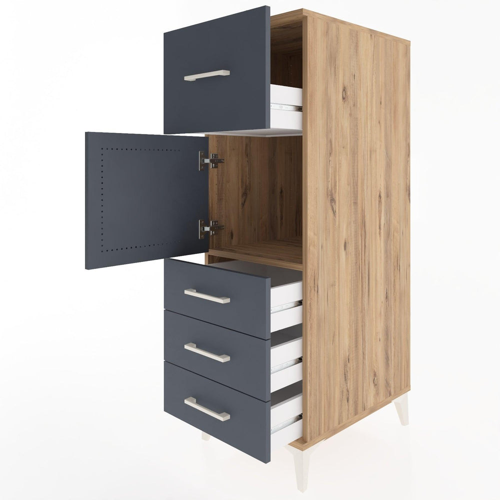 Woodntry Modular Cabinet Pine 44x59x122 cm with Doors and Drawers KC28-3