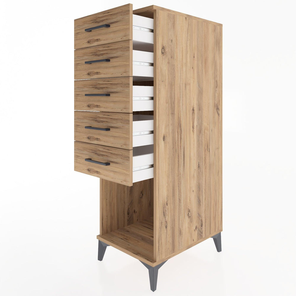 Woodntry Modüler Dolap Çam 44x59x122 cm Çekmeceli ve Raflı CR128-3