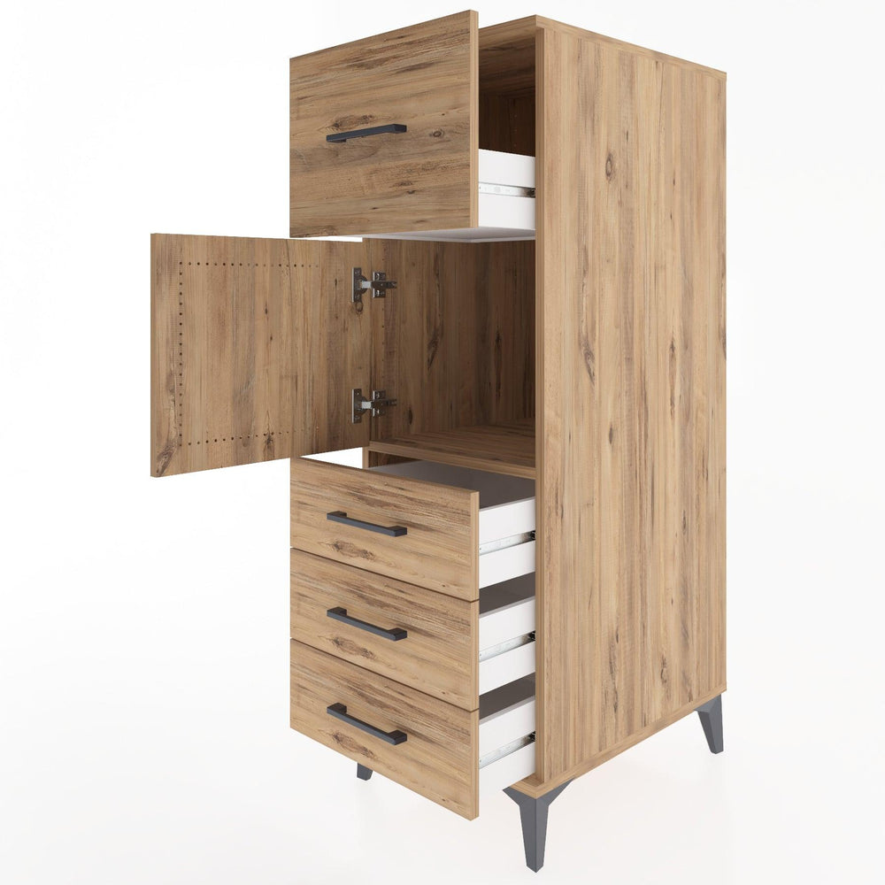 Woodntry Modular Cabinet Pine 44x30x122 cm with Doors and Drawers KC28-3