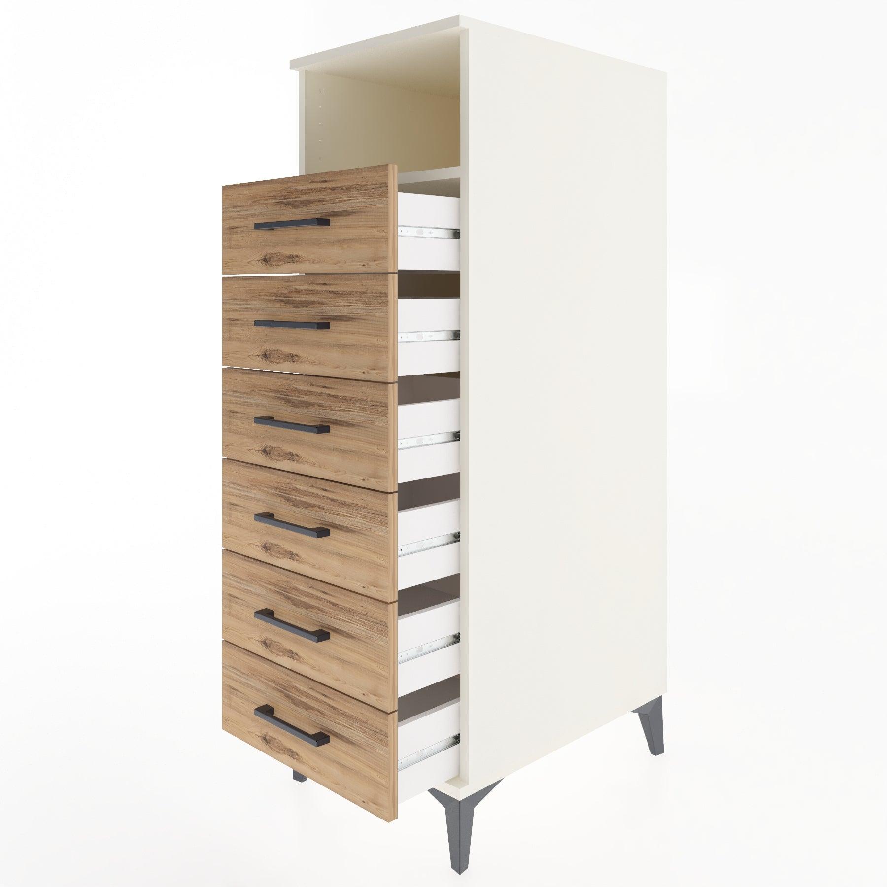 Woodntry Modular Cabinet Moonstone 44x59x122 cm with Drawers and Shelves CR129-1