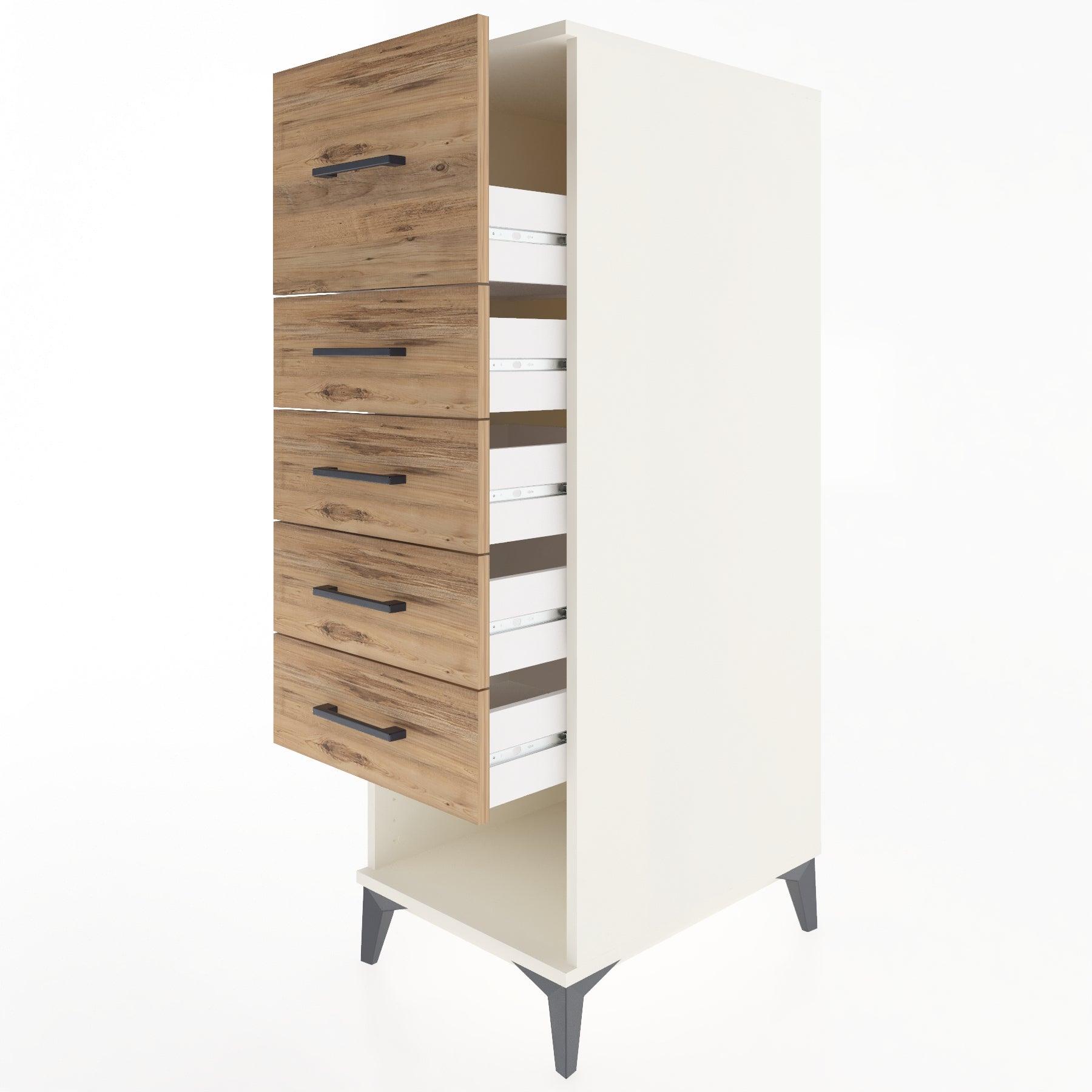 Woodntry Modular Cabinet Moonstone 44x30x122 cm with Drawers and Shelves CR29-1