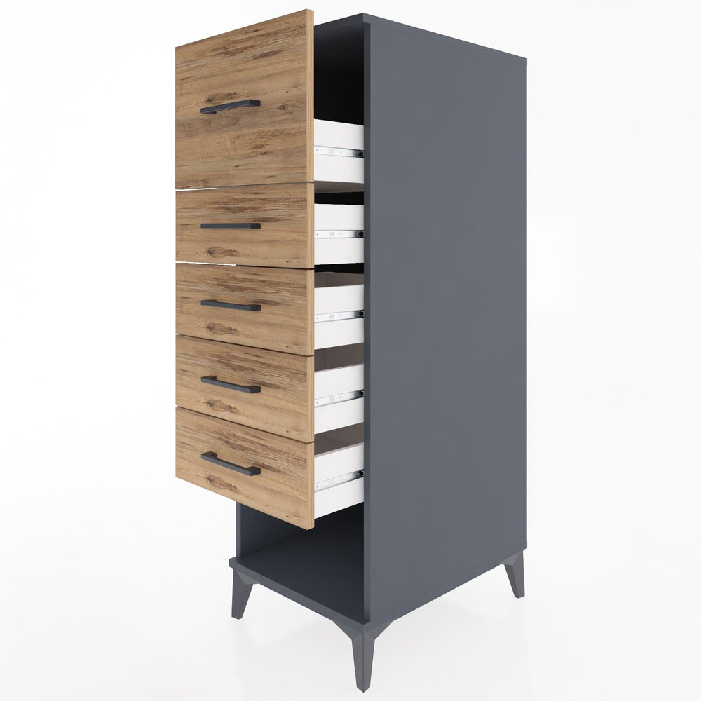 Woodntry Modular Cabinet Anthracite 44x30x122 cm with Drawers and Shelves CR29-2