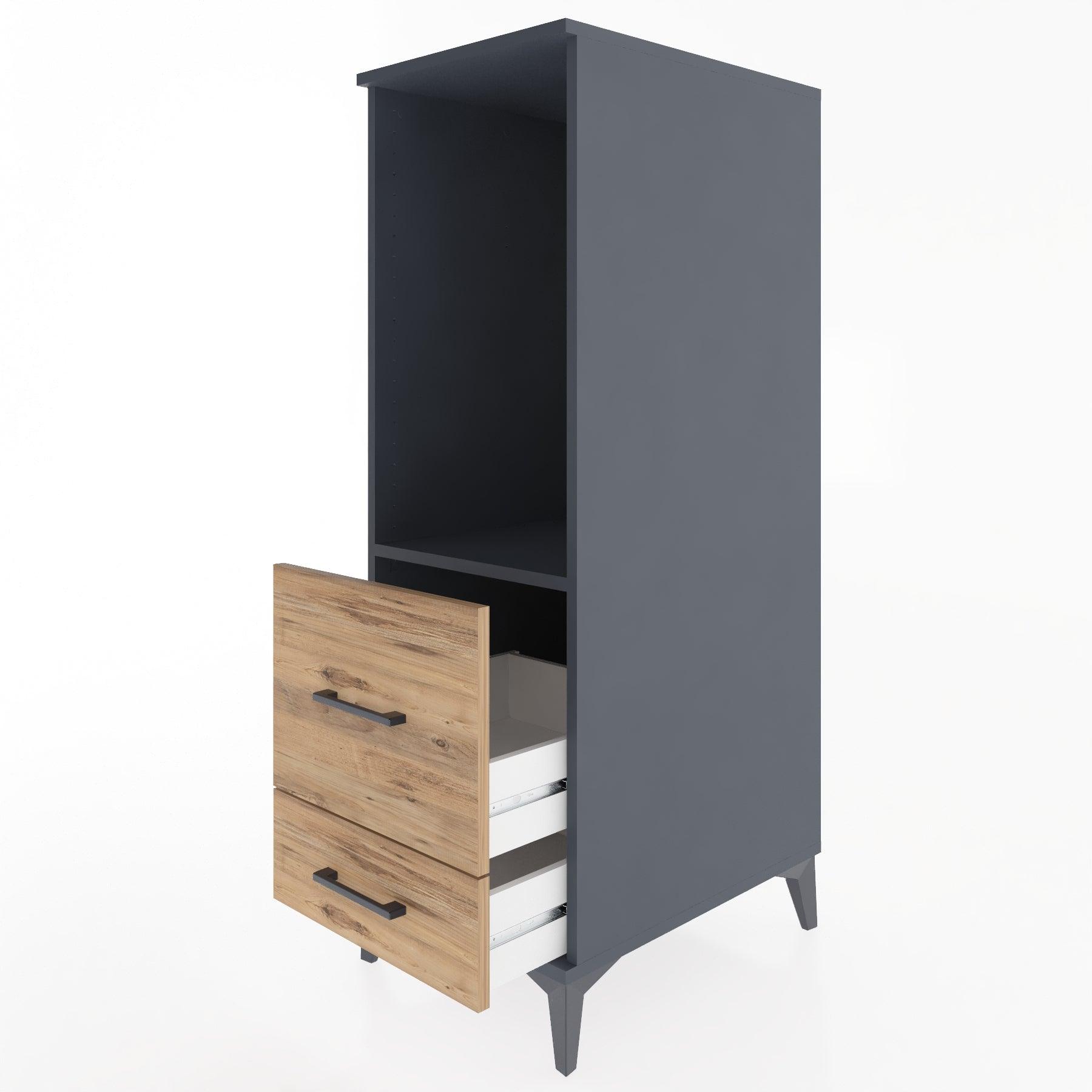 Woodntry Modular Cabinet Anthracite 44x30x122 cm with Drawers and Shelves CR79-2