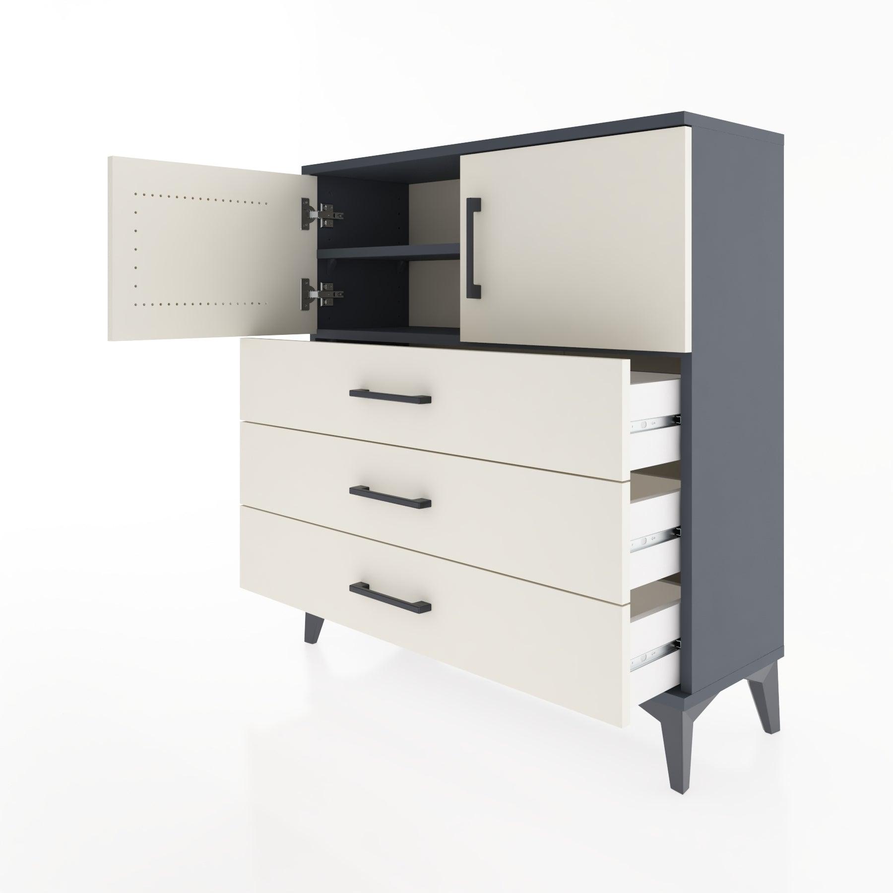 Woodntry Modular Dresser Anthracite 88x30x84 cm with Cover and Drawer KC29-2